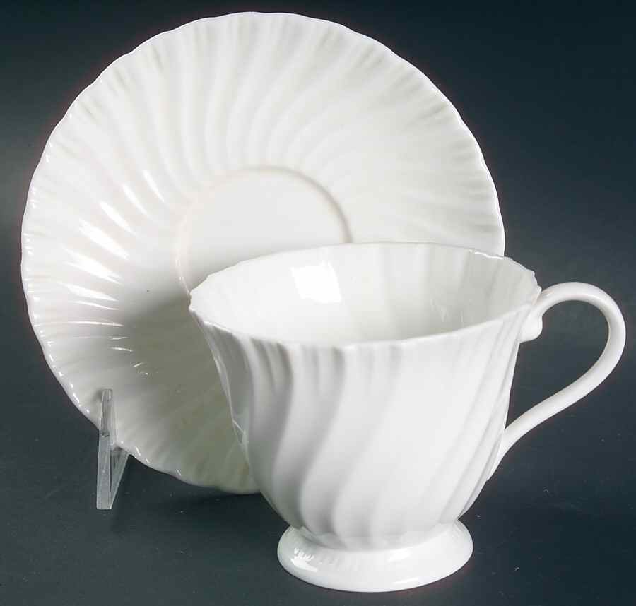 Snowflake Footed Cup & Saucer Set by Royal Worcester-1