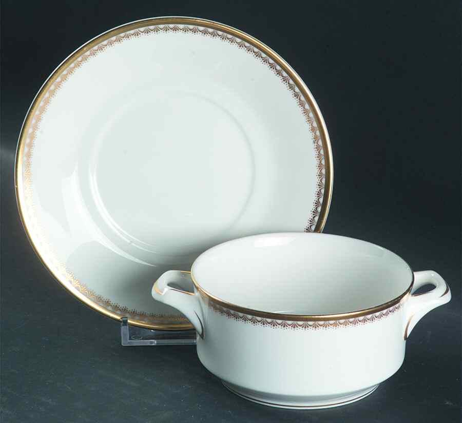 Somerset Flat Cream Soup Bowl & Saucer Set by Royal Worcester-1