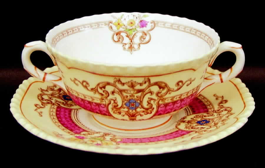 Stafford Footed Cream Soup Bowl & Saucer Set by Royal Worcester-1