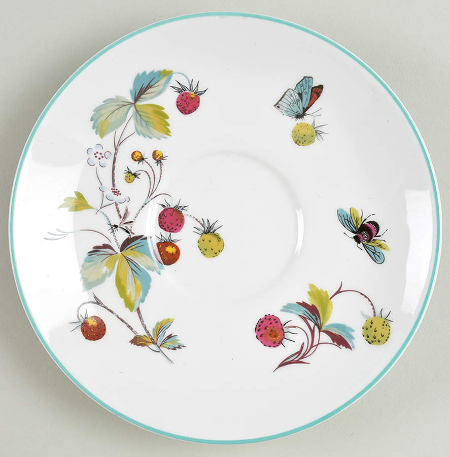 Strawberry Fair (Oven To Table, Bluetrim) Saucer for Oversized Cup by Royal Worcester-1