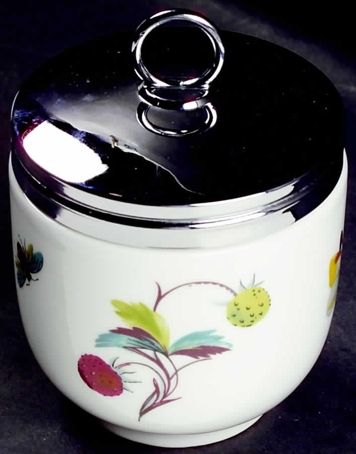 Strawberry Fair (Oven To Table, Bluetrim) Jumbo Egg Coddler & Lid by Royal Worcester-1