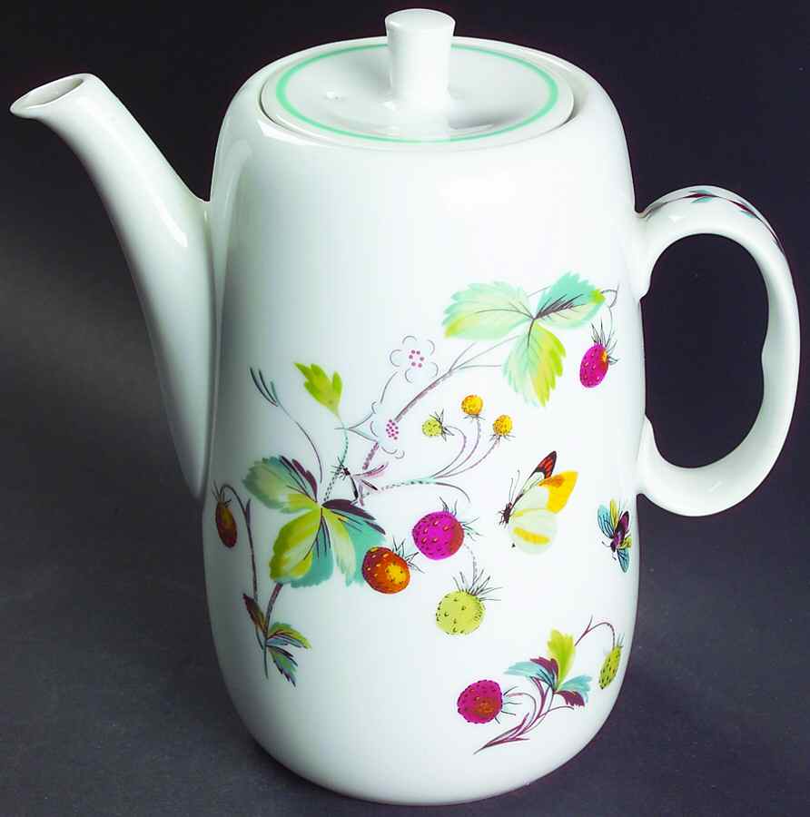 Strawberry Fair (Oven To Table, Bluetrim) Coffee Pot & Lid by Royal Worcester-1