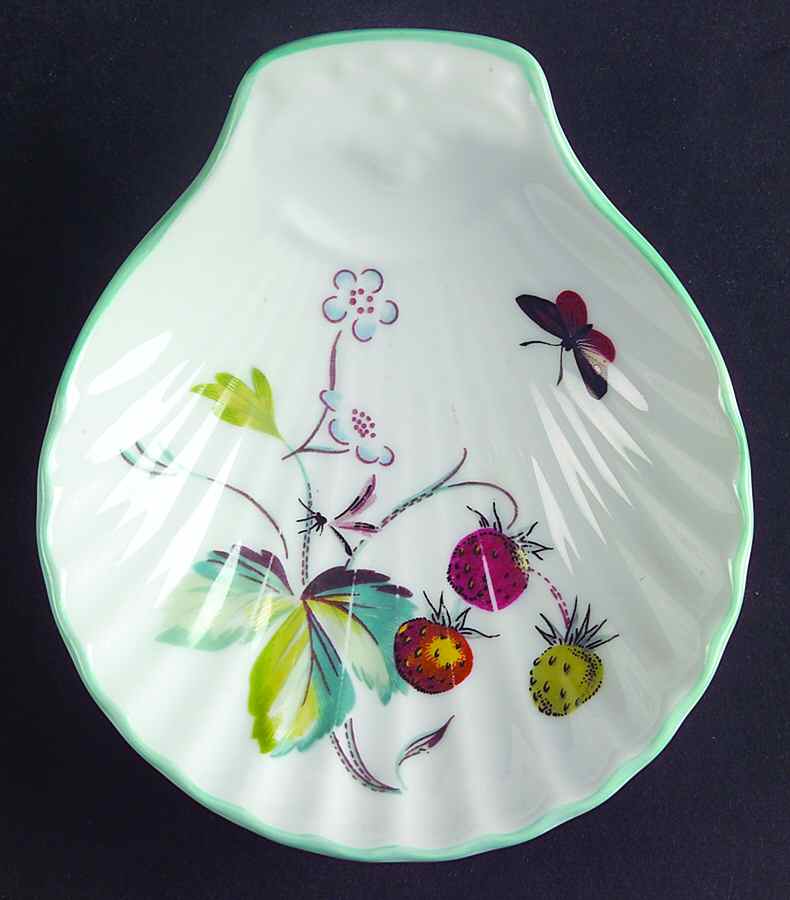 Strawberry Fair (Oven To Table, Bluetrim) Shell Shaped Dish by Royal Worcester-1