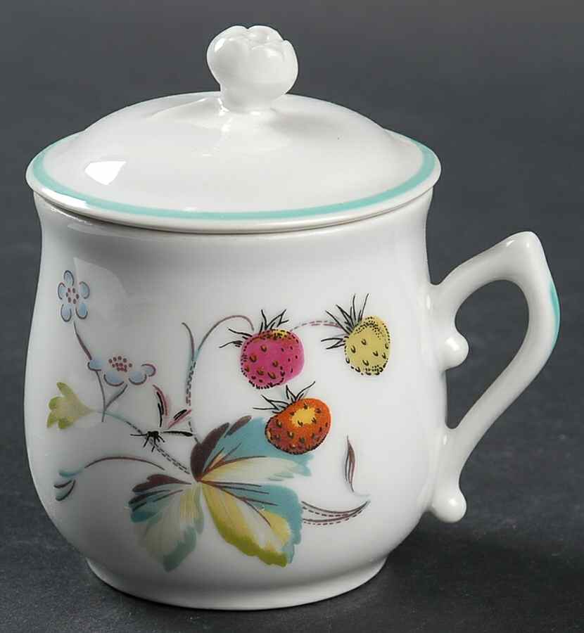 Strawberry Fair (Oven To Table, Bluetrim) 2 Pc Pot de Creme w/Lid & Base by Royal Worcester-1