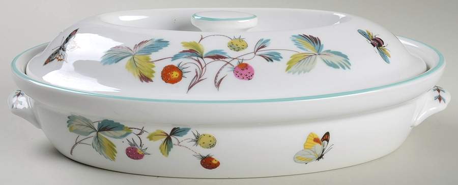Strawberry Fair (Oven To Table, Bluetrim) Large Oval Entree Dish & Lid by Royal Worcester-1