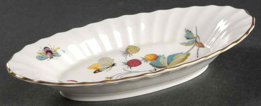 Strawberry Fair (Bone, Rim, Fluted, Gold) Relish by Royal Worcester-1
