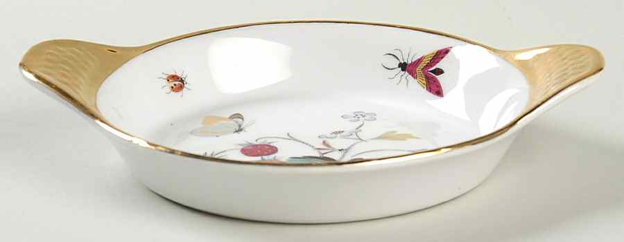 Strawberry Fair (Bone, Rim, Fluted, Gold) Eared Round Dish by Royal Worcester-1