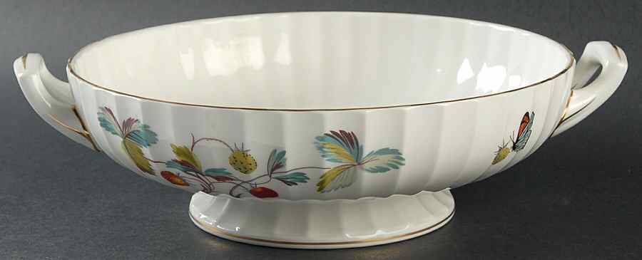 Strawberry Fair (Bone, Rim, Fluted, Gold) Round Vegetable No Lid by Royal Worcester-1
