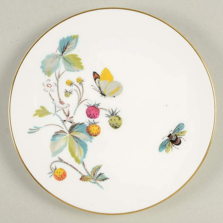 Strawberry Fair (Bone, Coupe, Smooth, Gold) Bread & Butter Plate by Royal Worcester-1