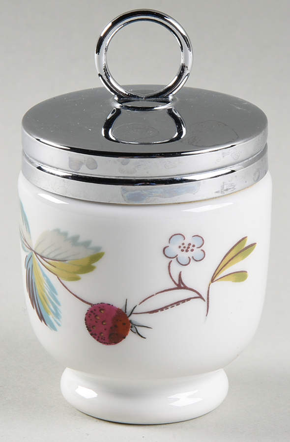 Strawberry Fair (Bone, Coupe, Smooth, Gold) Egg Coddler & Lid by Royal Worcester-1