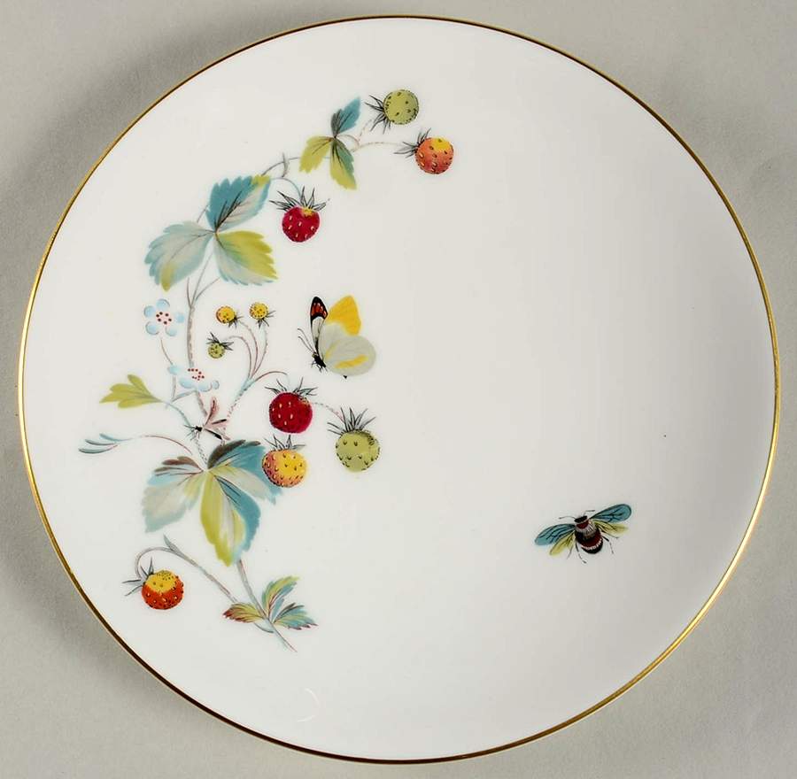 Strawberry Fair (Bone, Coupe, Smooth, Gold) Salad Plate by Royal Worcester-1