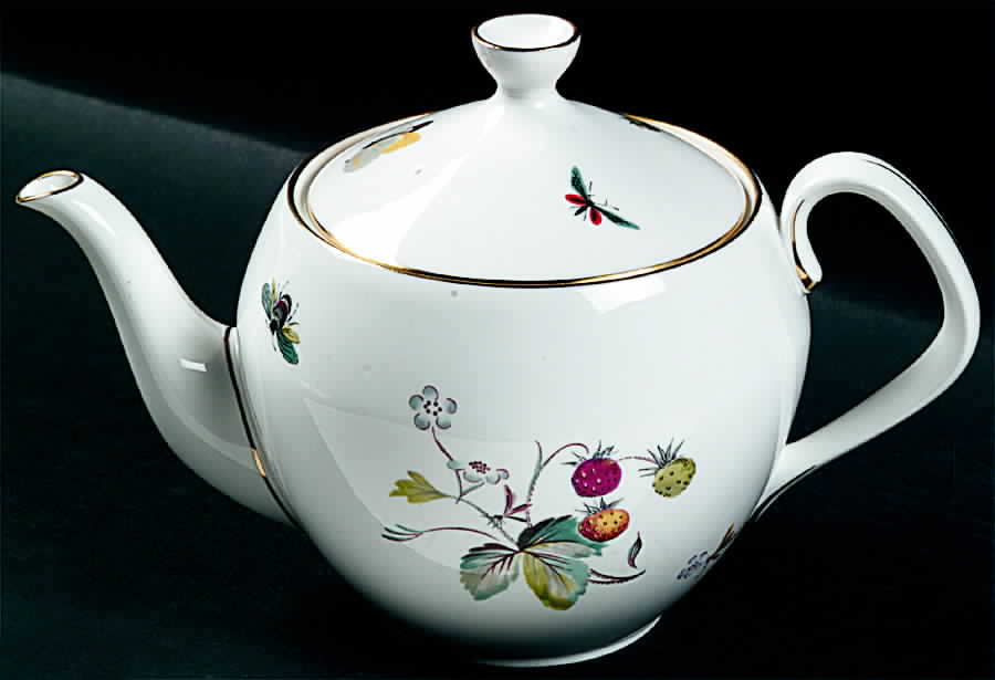 Strawberry Fair (Bone, Coupe, Smooth, Gold) Teapot & Lid by Royal Worcester-1
