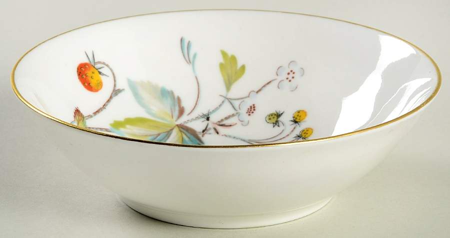 Strawberry Fair (Bone, Coupe, Smooth, Gold) Fruit/Dessert (Sauce) Bowl by Royal Worcester-1
