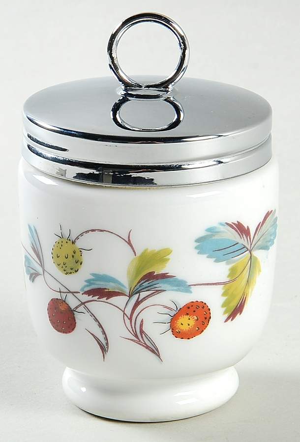 Strawberry Fair (Bone, Coupe, Smooth, Gold) King Size Egg Coddler & Lid by Royal Worcester-1