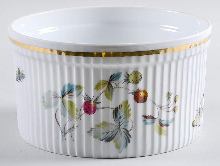 Strawberry Fair (Bone, Coupe, Smooth, Gold) 6" Souffle by Royal Worcester-1