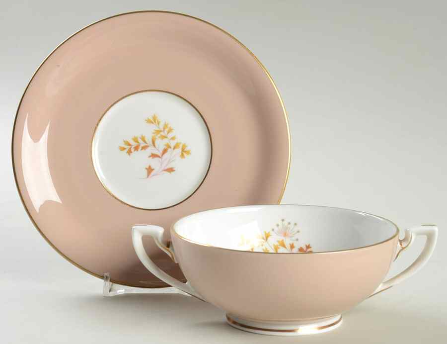 Topaz Footed Cream Soup Bowl & Saucer Set by Royal Worcester-1