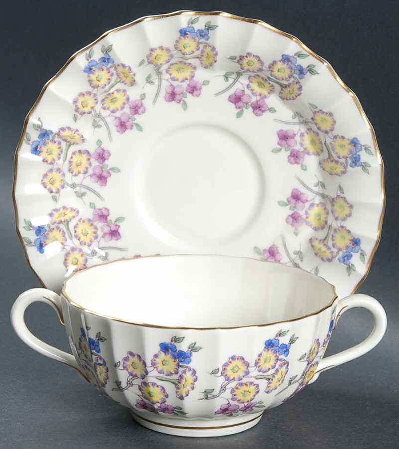 Valentine Footed Cream Soup Bowl & Saucer Set by Royal Worcester-1