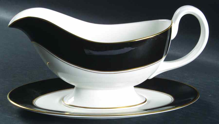 Ventura Black Gravy Boat & Underplate by Royal Worcester-1