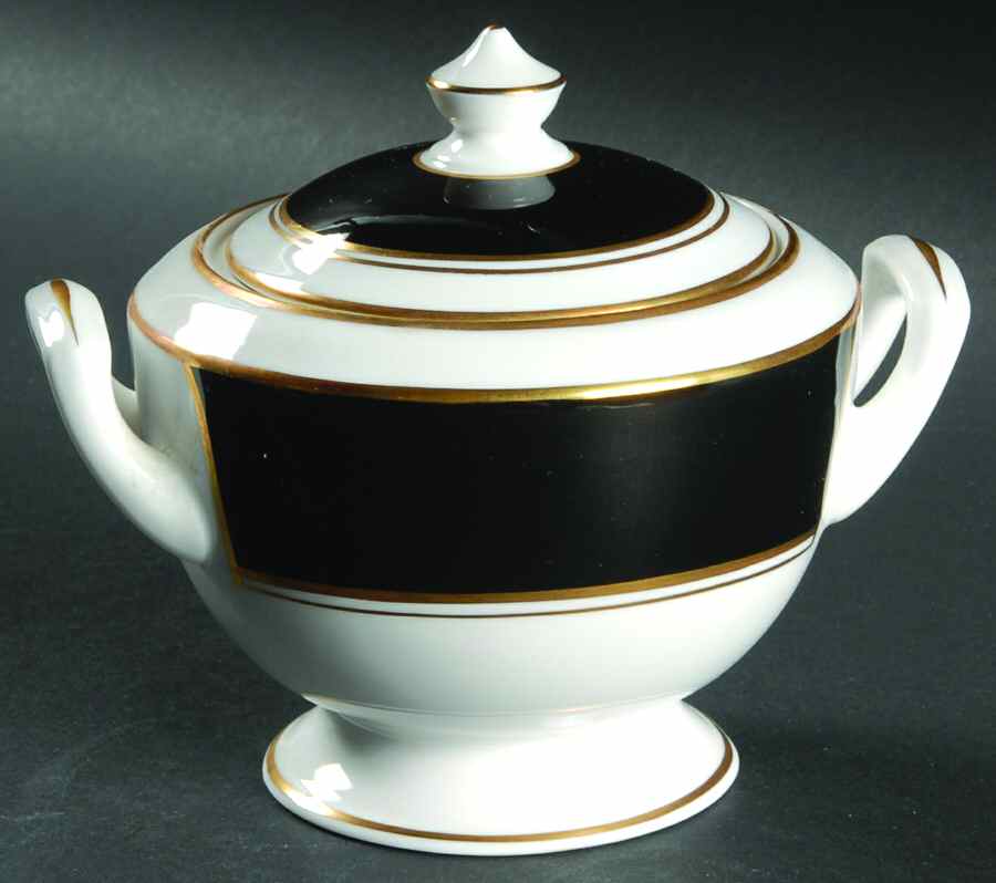 Ventura Black Sugar Bowl & Lid by Royal Worcester-1
