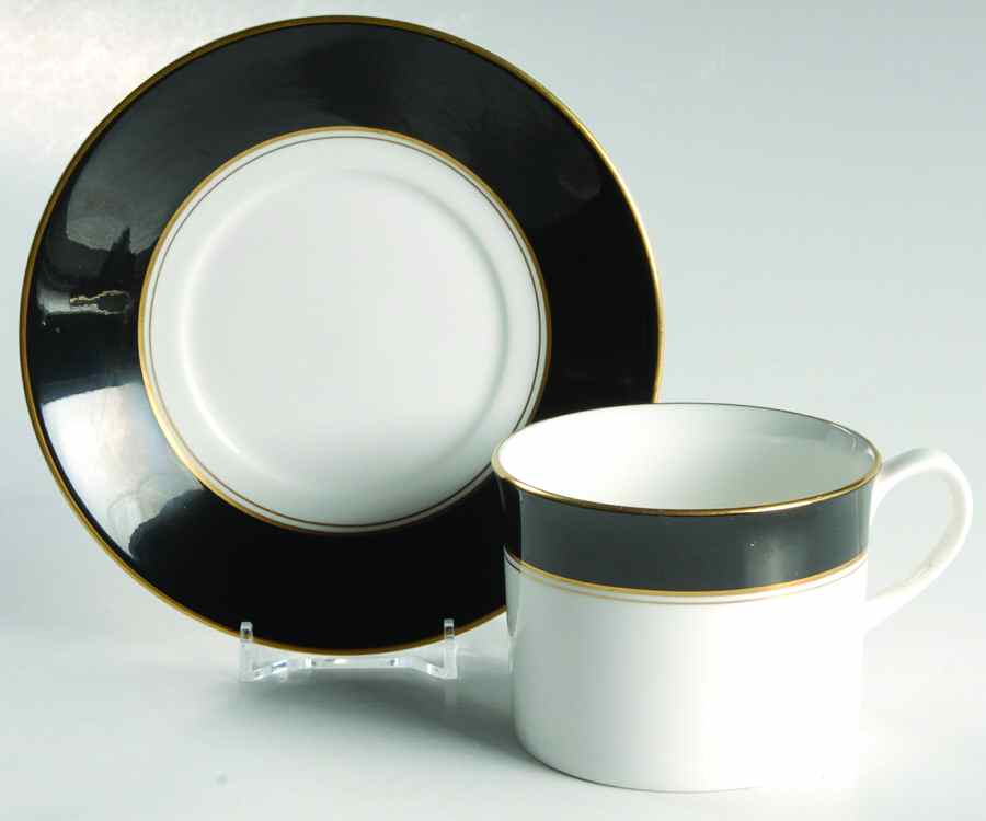 Ventura Black Flat Cup & Saucer Set by Royal Worcester-1