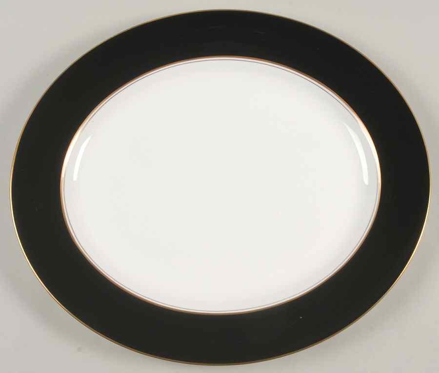 Ventura Black 15" Oval Serving Platter by Royal Worcester-1