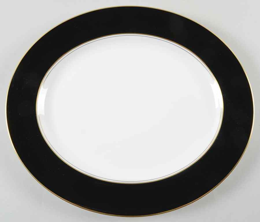 Ventura Black 13" Oval Serving Platter by Royal Worcester-1