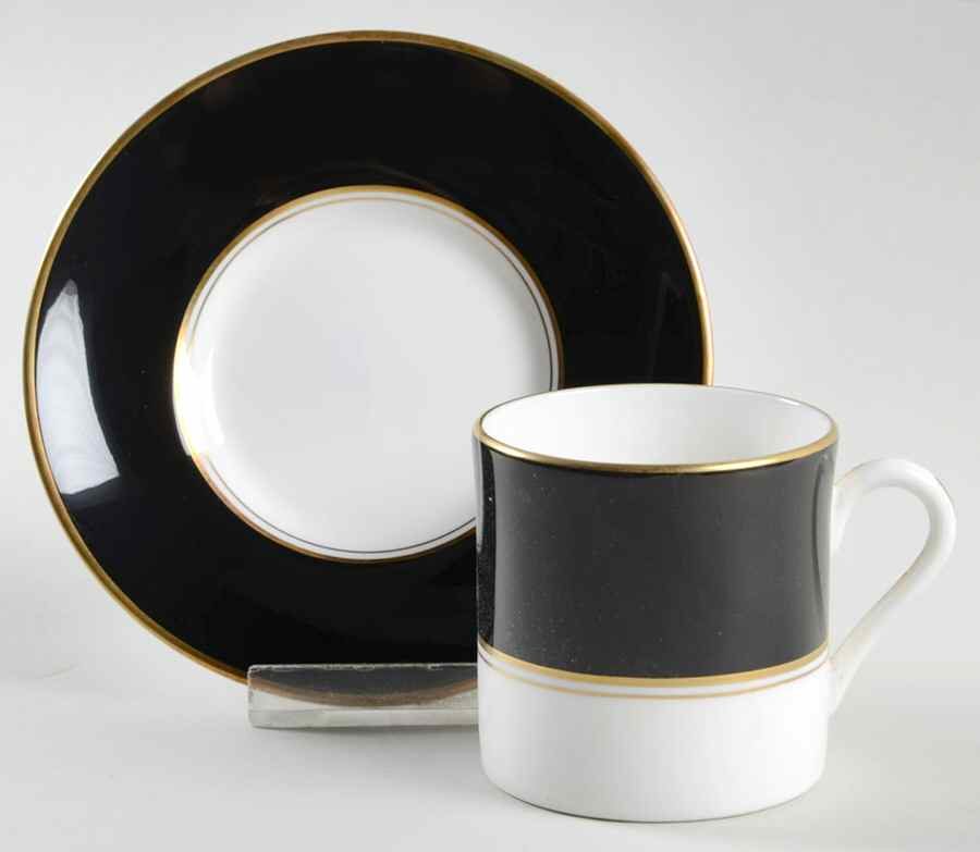 Ventura Black Flat Demitasse Cup & Saucer Set by Royal Worcester-1