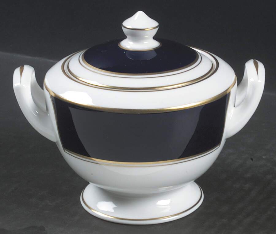 Ventura Cobalt Blue Sugar Bowl & Lid by Royal Worcester-1