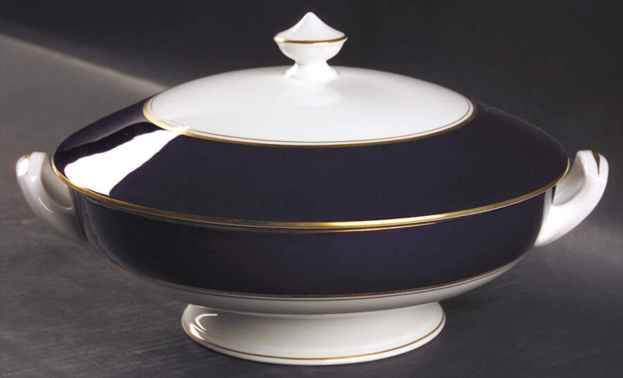 Ventura Cobalt Blue Round Covered Vegetable by Royal Worcester-1