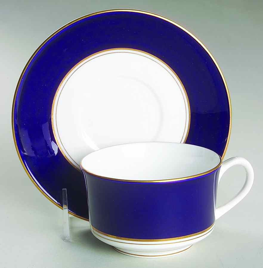 Ventura Cobalt Blue Flat Cup & Saucer Set by Royal Worcester-1