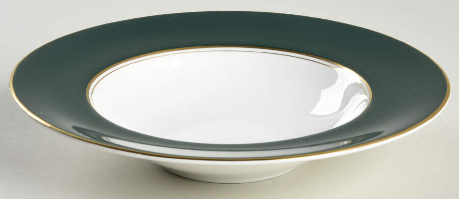 Ventura Dark Green Rim Soup Bowl by Royal Worcester-1