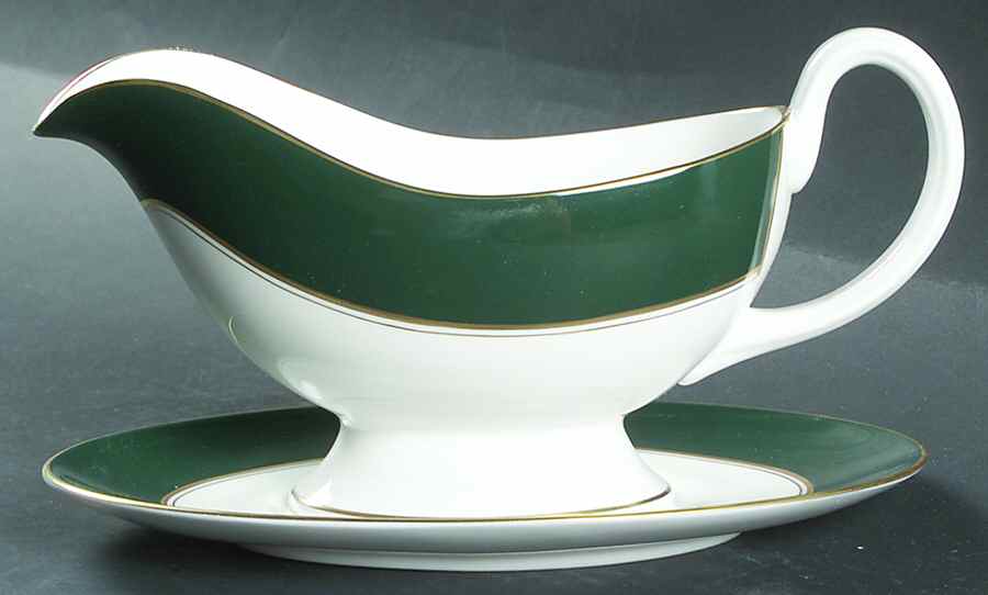 Ventura Dark Green Gravy Boat & Underplate by Royal Worcester-1