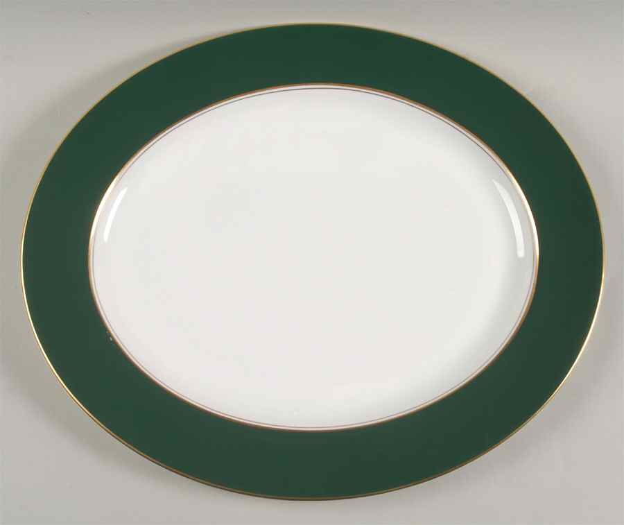 Ventura Dark Green 15" Oval Serving Platter by Royal Worcester-1
