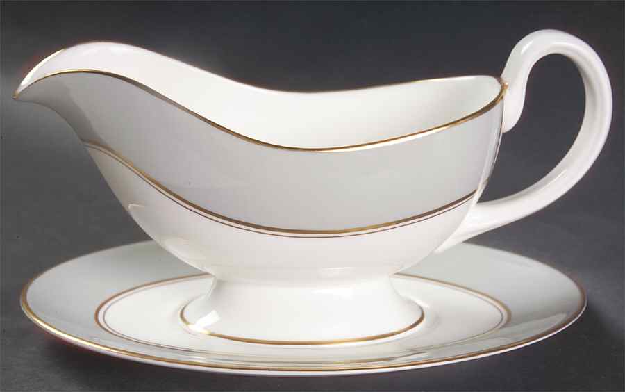 Ventura Grey Gravy Boat & Underplate by Royal Worcester-1