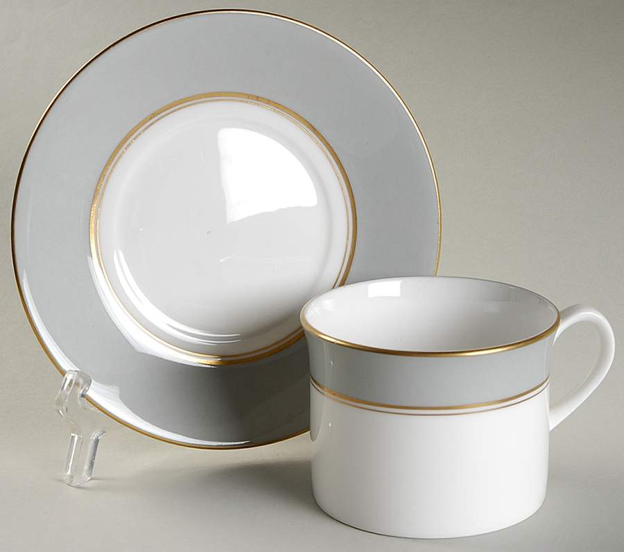 Ventura Grey Flat Cup & Saucer Set by Royal Worcester-1