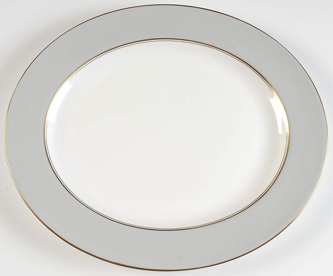 Ventura Grey 13" Oval Serving Platter by Royal Worcester-1