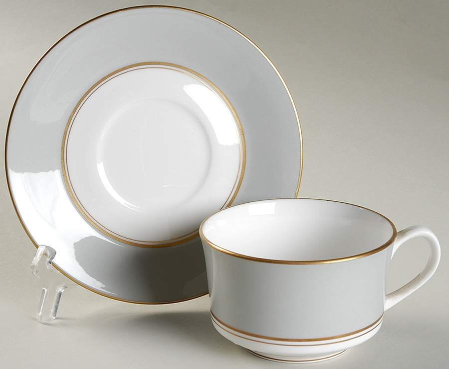 Ventura Grey Flat Cup & Saucer Set by Royal Worcester-1