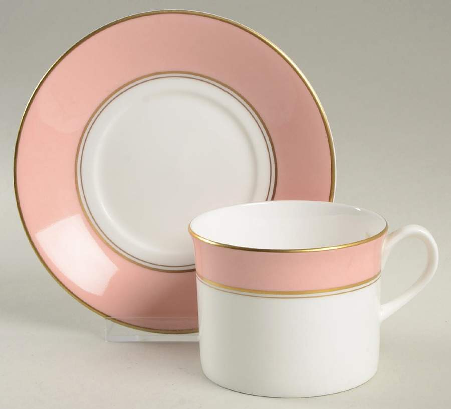 Ventura Rose Flat Cup & Saucer Set by Royal Worcester-1