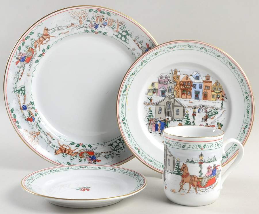 Village Christmas 4 Piece Place Setting by Royal Worcester-1