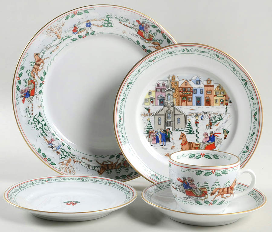 Village Christmas 5 Piece Place Setting by Royal Worcester-1
