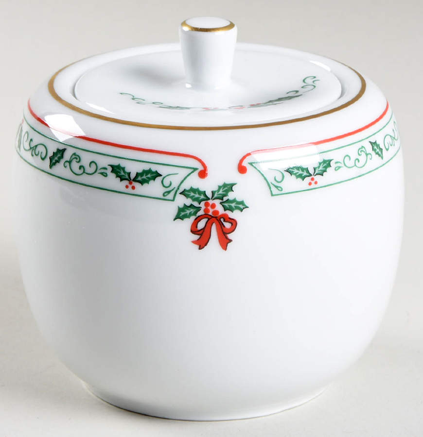 Village Christmas Sugar Bowl & Lid by Royal Worcester-1