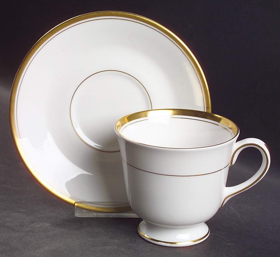 Viceroy (Gold Trim) Footed Cup & Saucer Set by Royal Worcester-1