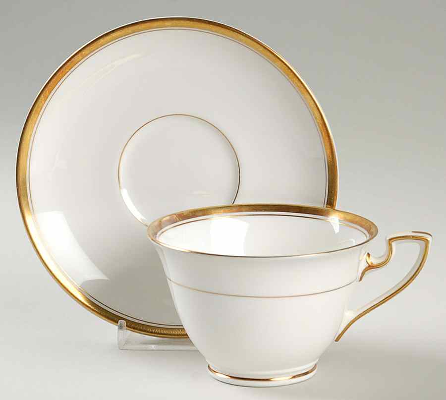 Viceroy (Gold Trim) Footed Cup & Saucer Set by Royal Worcester-1