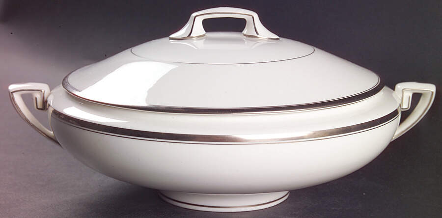 Viceroy (Platinum Trim) Round Covered Vegetable by Royal Worcester-1