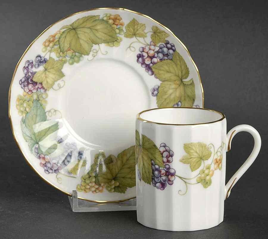 Vine Harvest Flat Demitasse Cup & Saucer Set by Royal Worcester-1