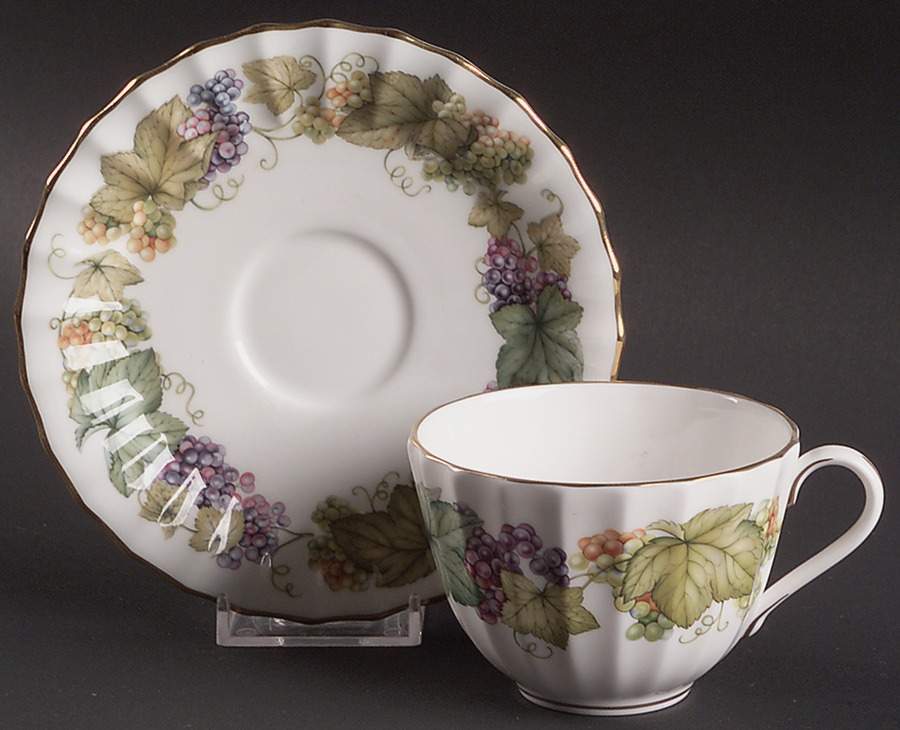 Vine Harvest Flat Cup & Saucer Set by Royal Worcester-1