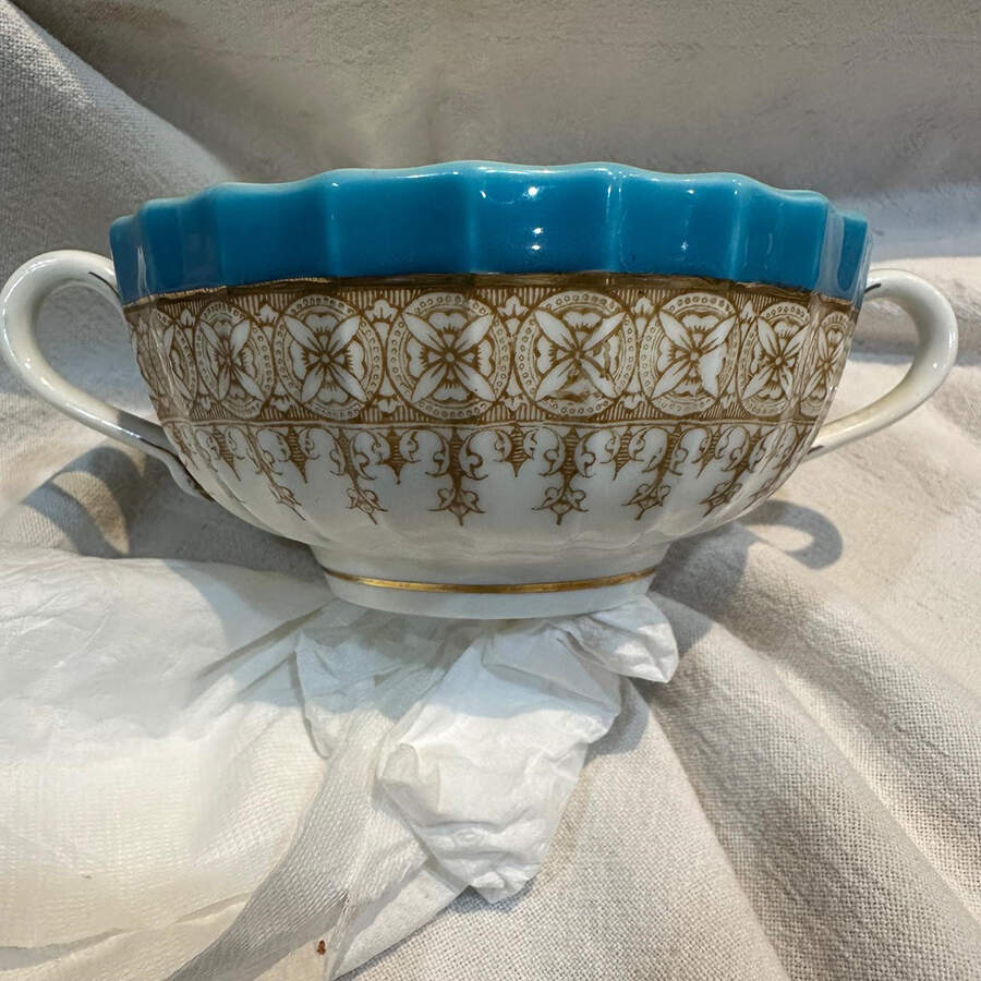 W1960 Turquoise Cream Soup Bowl by Royal Worcester-1