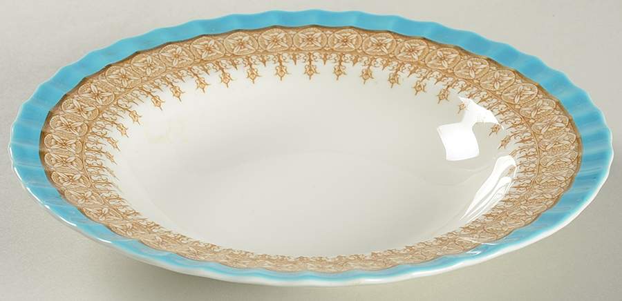 W1960 Turquoise Rim Soup Bowl by Royal Worcester-1