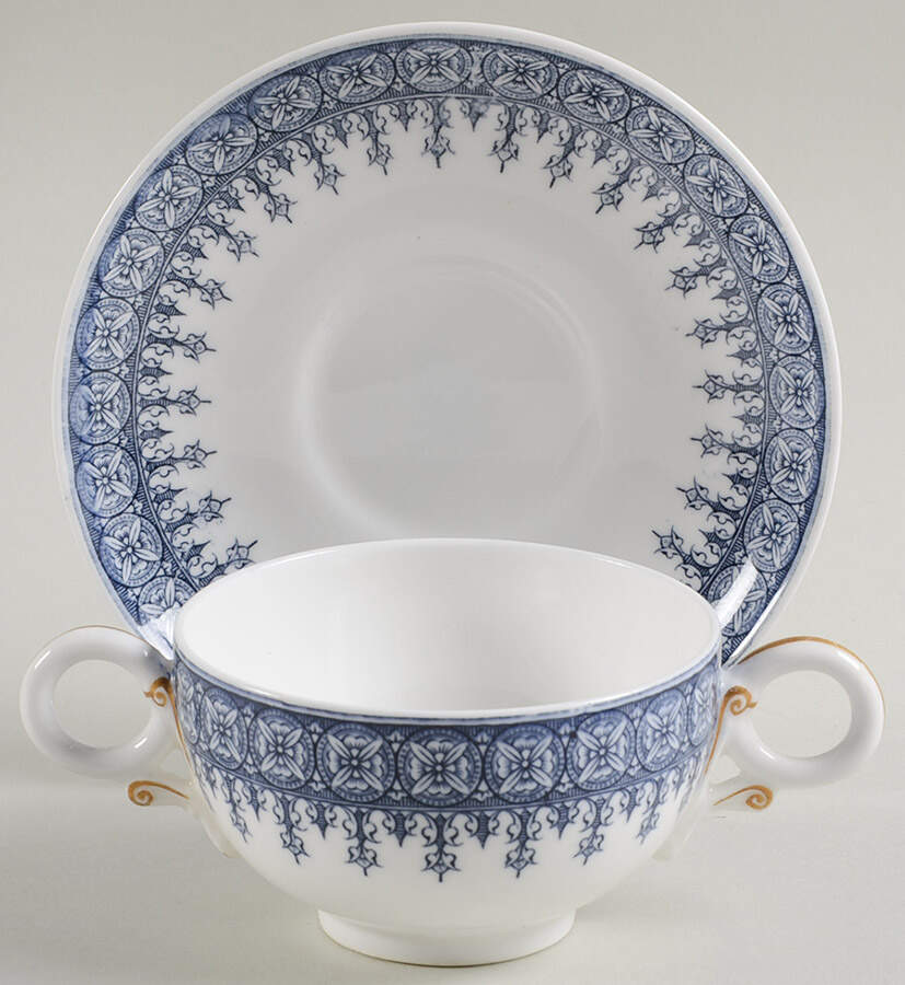 W2088 (No Trim) Flat Bouillon Cup & Saucer by Royal Worcester-1