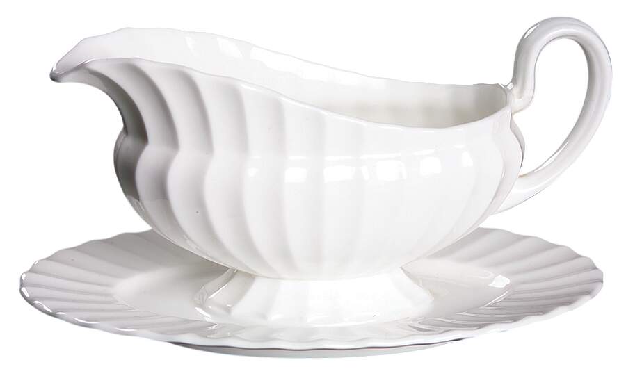 Warmstry White Gravy Boat with Attached Underplate by Royal Worcester-1